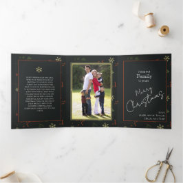 Kerst Persoonlijke Familie Foto Rustiek Drieluik Wenskaart