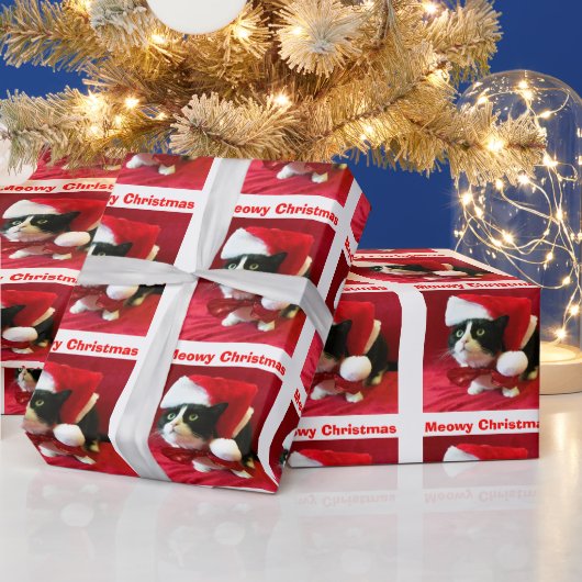 Kerst Perziken de Tuxedo Cat Wrapping Papier (Feestdagen)