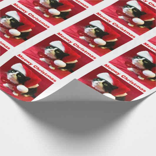 Kerst Perziken de Tuxedo Cat Wrapping Papier (Hoek)