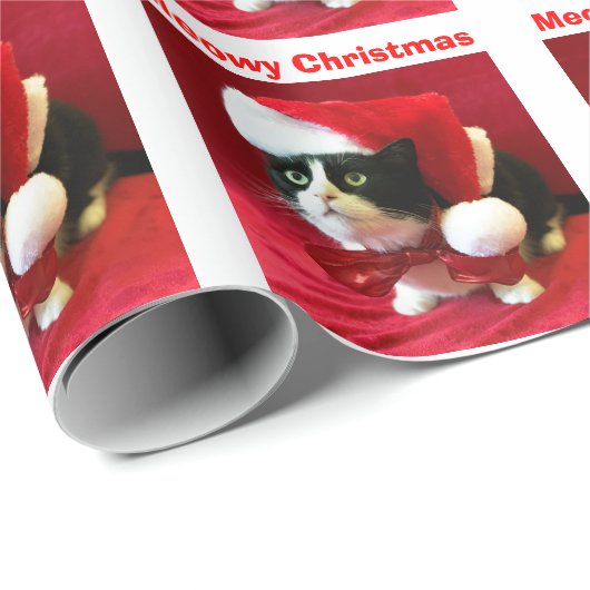 Kerst Perziken de Tuxedo Cat Wrapping Papier (Rol Hoek)