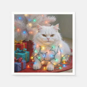 Kerst Perzische Kat in Kerstverlichting Verward Servet