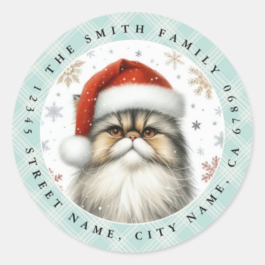Kerst Perzische Kat Ronde Stickers (Voorkant)