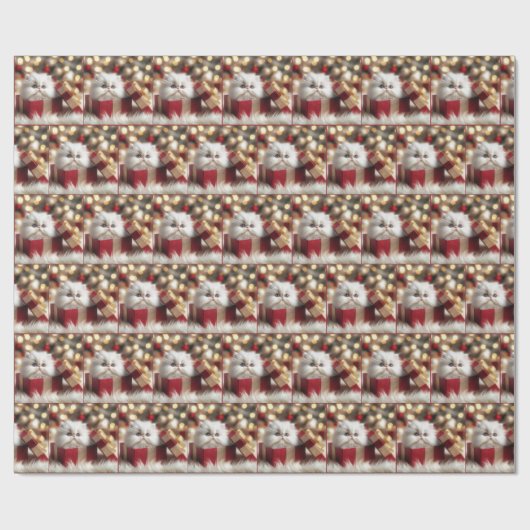 Kerst Perzische kitten in een geschenkdoos Cadeaupapier (Vlak)
