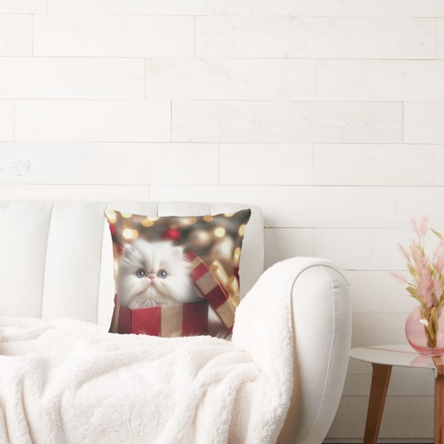 Kerst Perzische kitten in een geschenkdoos Kussen (Bank)
