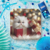 Kerst Perzische kitten in een geschenkdoos Papieren Bordje (Feest)