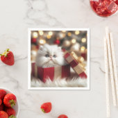Kerst Perzische kitten in een geschenkdoos Servet (Insitu)
