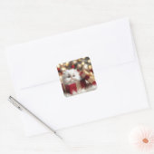 Kerst Perzische kitten in een geschenkdoos Vierkante Sticker (Envelop)