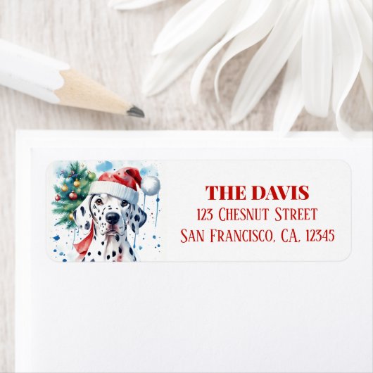 Kerst Pet Feestelijke Dalmatiër - Retouradres Etiket (Insitu)