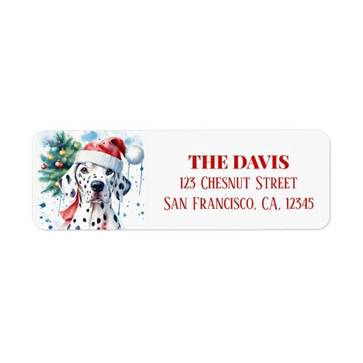 Kerst Pet Feestelijke Dalmatiër - Retouradres Etiket (Voorkant)