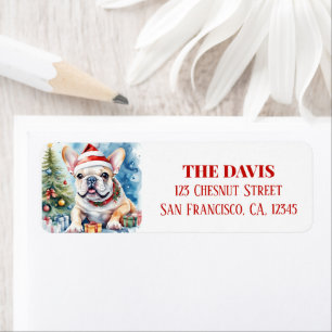 Kerst Pet Feestelijke Franse Bulldog Etiket