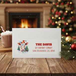 Kerst Pet Feestelijke Koe - Retouradres Etiket