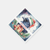 Kerst Pet Feestelijke Kraai - Servet (Hoek)