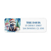 Kerst Pet Feestelijke Otter Etiket (Voorkant)