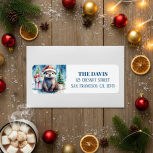 Kerst Pet Feestelijke Otter Etiket
