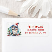 Kerst Pet Feestelijke Uil Etiket (Insitu)