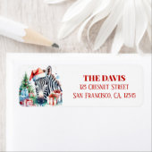 Kerst Pet Feestelijke Zebra Etiket (Insitu)