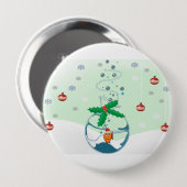 Kerst Pet Fish In A Bag Holly Emblechments Ronde Button 4,0 Cm (Voorkant /achterkant)