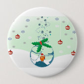 Kerst Pet Fish In A Bag Holly Emblechments Ronde Button 4,0 Cm (Voorkant)