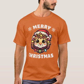Kerst Pet Kerst Fairy Lights Lion meisje T-shirt