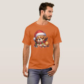 Kerst Pet Kerst Fairy Lights Puggle boy T-shirt (Voorkant volledig)