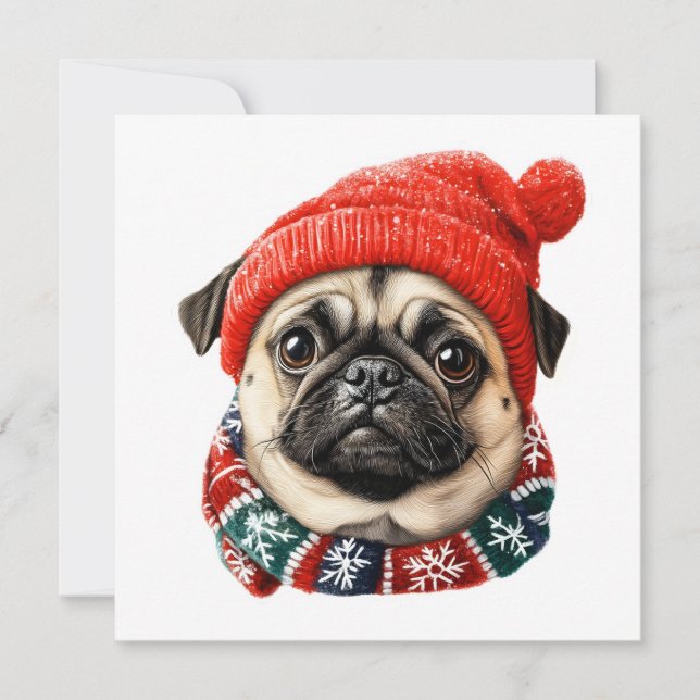 Kerst pet schattige pug (Voorkant)