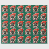 Kerst pet schattige pug cadeaupapier (Vlak)