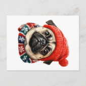 Kerst pet schattige pug feestdagenkaart (Voorkant)