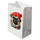 Kerst pet schattige pug medium cadeauzakje (Achterkant Gekanteld)