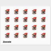 Kerst pet schattige pug ronde sticker (Vel)