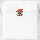 Kerst pet schattige pug ronde sticker (Tas)