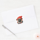 Kerst pet schattige pug ronde sticker (Envelop)