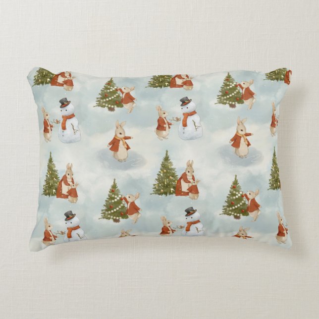 Kerst Peter Rabbit  Accent Kussen (Voorkant)
