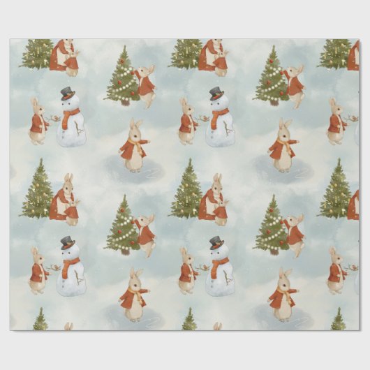 Kerst Peter Rabbit Cadeaupapier (Vlak)