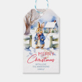 Kerst Peter Rabbit waterverf Cadeaulabel (Voorkant)