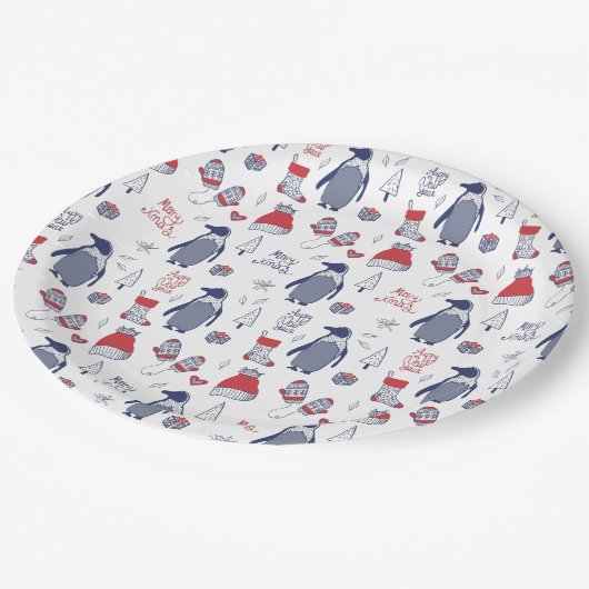 Kerst Petten Handschoenen Pattern Party Papieren Bordje (Gekanteld)