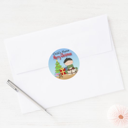 Kerst peuter jongen ronde Stickers (Envelop)