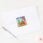 Kerst Peuter Meisje Vierkante Stickers (Envelop)