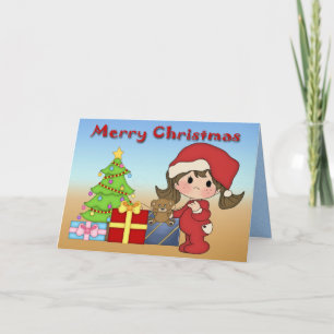 Kerst Peuter Meisje Wenskaart Feestdagen Kaart