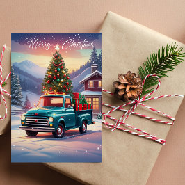 Kerst pick-up Truck Tree & Cadeaus Vakantie Kaart