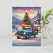 Kerst pick-up Truck Tree & Cadeaus Vakantie Kaart (Staand voorkant)