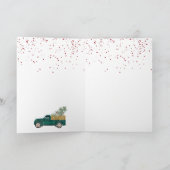 Kerst pick-up truck Xmas Tree Waterverf Feestdagen Kaart (Binnen)