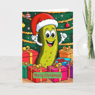 Kerst Pickle Cartoon Karakter Cadeaus Bedankkaart