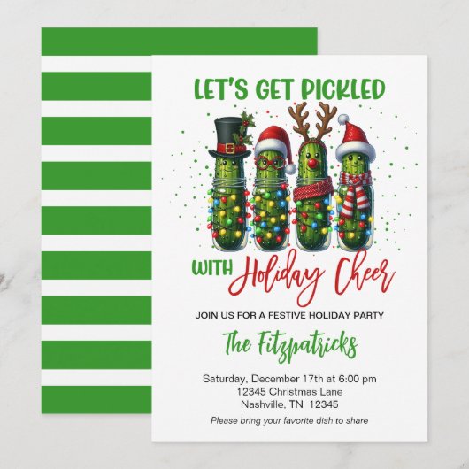 Kerst Pickle Kerstmaaltijd Feestje Kaart (Voorkant / Achterkant)