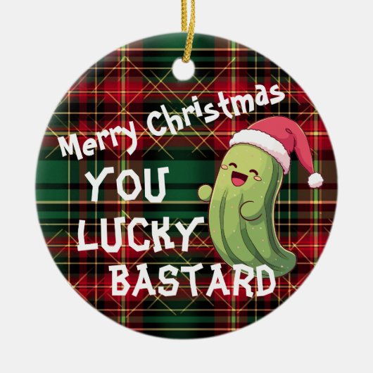 Kerst Pickle Lucky Bastard Keramisch Ornament (Voorkant)