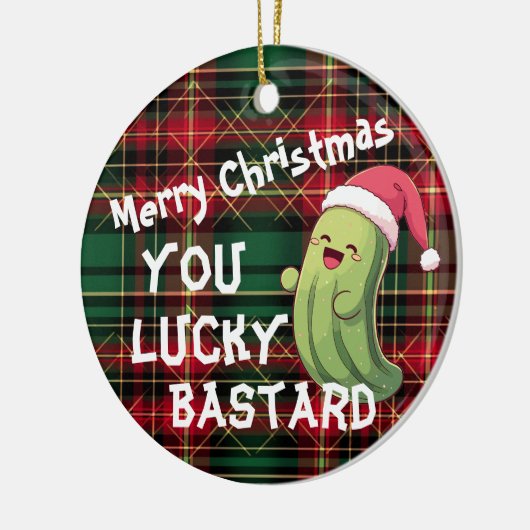 Kerst Pickle Lucky Bastard Keramisch Ornament (Links)