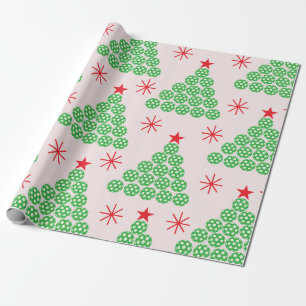 Kerst Pickleball Boom met sterren Patroon Cadeaupapier