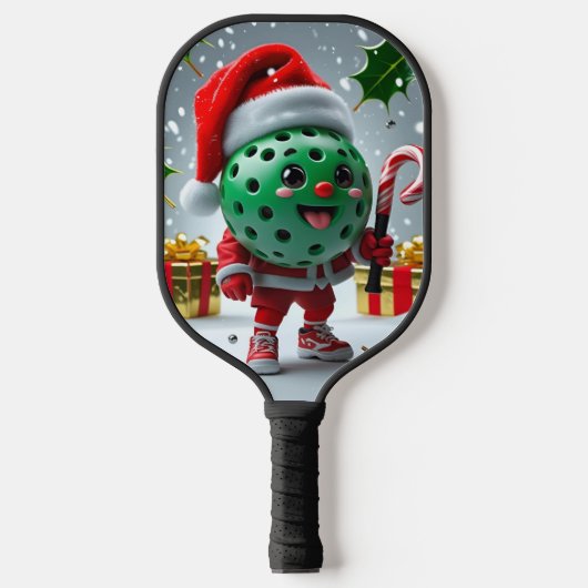 Kerst Pickleball Cheer – Santa Hat & Snowflak Paddle (Voorkant)