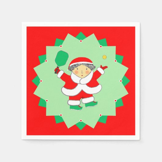 Kerst Pickleball Feestje Servet (Voorkant)
