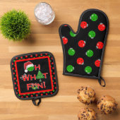 Kerst Pickleball Ornamenten Oh Wat leuk Ovenwant & Pannenlap Set (Top down)