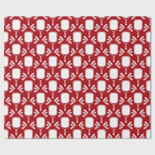 Kerst Pickleball Paddle en Holly in Crimson Cadeaupapier (Vlak)